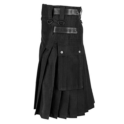 Hombres Retro Faldas de Bolsillo Kilt Escocia Moda Gótica Ropa Escocesa Falda Kendo de Falda Plisada Disfraz Multicolor （S-XXXXXL ） riou