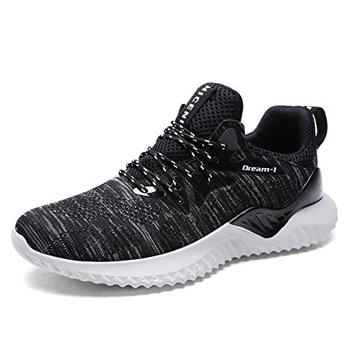 Hombres Zapatillas de Moda Ligero Transpirable Gimnasia Sneakers Casual Cojín de Aire Deportes de Exterior Zapatos (46 EU, Gris)