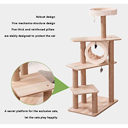 HOMED 51,1 Pulgadas estables árbol del Gato, sisal arañar Puestos, Cave, burlas Cuerda de Gatito, Torre de los Gatos-Muebles para Gatitos, Gatos y Mascotas
