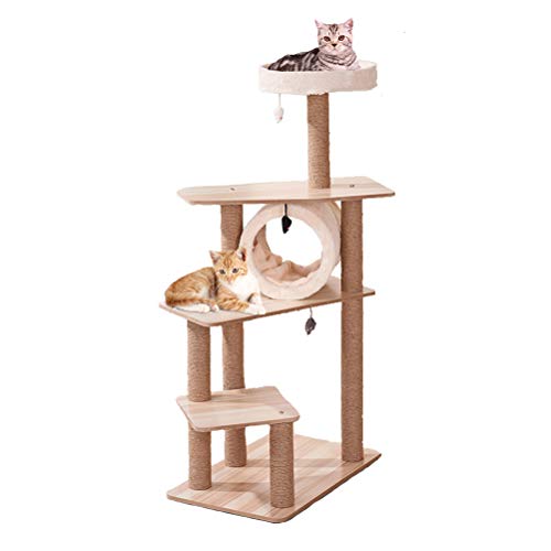 HOMED 51,1 Pulgadas estables árbol del Gato, sisal arañar Puestos, Cave, burlas Cuerda de Gatito, Torre de los Gatos-Muebles para Gatitos, Gatos y Mascotas