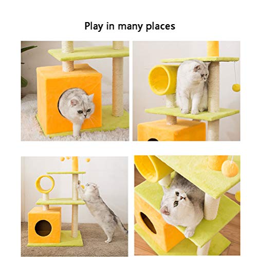 HOMED Rascador sisal condominio con rascadores, Perchas, y la Cueva, para la Escalada y Relajante Jugar Pet Stand, Gato Que Sube Juguetes Torre