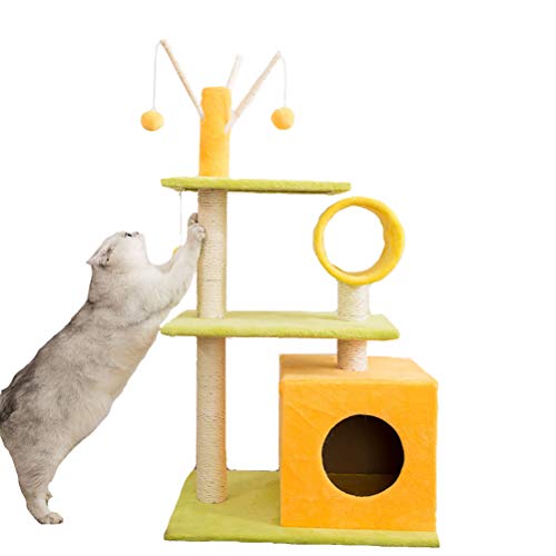 HOMED Rascador sisal condominio con rascadores, Perchas, y la Cueva, para la Escalada y Relajante Jugar Pet Stand, Gato Que Sube Juguetes Torre