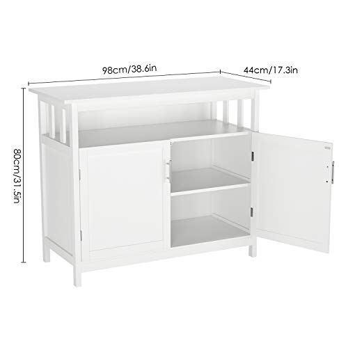 Homfa Armario Almacenaje Aparador Buffet Comedor Armario de Suelo para Baño Cocina Salón con 3 Compartimentos 2 Puertas Blanco 98x44x80cm