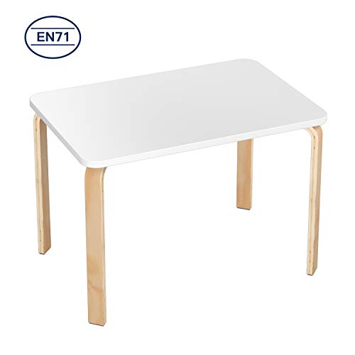Homfa Juego de Mesa y 2 Sillas para Niños Muebles Infantiles Mesa con Sillas para Ñinos de 2-10 Años Blanco