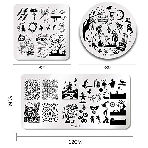 Homo Trends - Juego de 3 sellos de uñas, reutilizables, diseño de uñas, plantillas para decoración de uñas