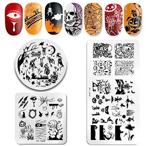 Homo Trends - Juego de 3 sellos de uñas, reutilizables, diseño de uñas, plantillas para decoración de uñas