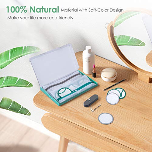 Homtiky Discos Desmaquillantes Reutilizables con 2 Bastoncillos Ecologicos, 18 Toallitas Desmaquillantes con 2 Bolsas de Lavandería, Aptos Para Todo Tipo de Pieles y Bebés