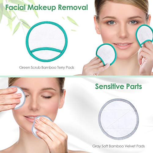 Homtiky Discos Desmaquillantes Reutilizables con 2 Bastoncillos Ecologicos, 18 Toallitas Desmaquillantes con 2 Bolsas de Lavandería, Aptos Para Todo Tipo de Pieles y Bebés
