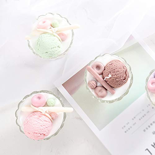 Honey Bear - Vela aromática en Forma de Helado, Cera de Soja, Aceite Esencial Puro, Vaso de Cristal, Juego de Regalo de café de Fresa Colocasia Matcha, Fresa, Talla única