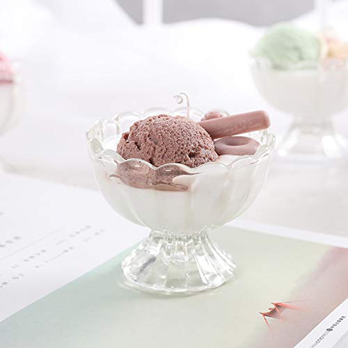 Honey Bear - Vela aromática en Forma de Helado, Cera de Soja, Aceite Esencial Puro, Vaso de Cristal, Juego de Regalo de café de Fresa Colocasia Matcha, Fresa, Talla única