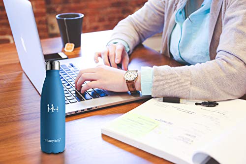HoneyHolly Botella de Agua Acero Inoxidable 350/500/650/750ml, Aislamiento de Vacío de Doble Pared, Botellas de Frío/Caliente, sin bpa Botella Reutilizable para niños Sport Gimnasio Trekking Bicicleta