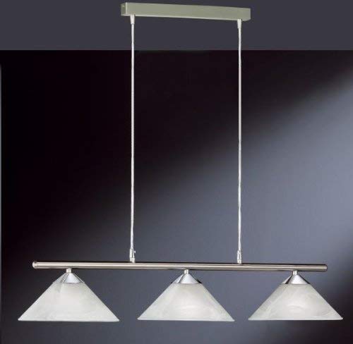 Honsel Leuchten 60043 - Lámpara de techo colgante de níquel mate/cromo y cristal color blanco alabastro