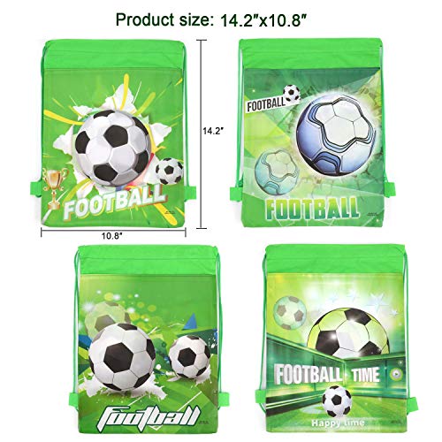 HOWAF 12 Piezas Bolsas con cordón de fútbol Bolsa Regalo Cumpleaños Escolar Bolsas Tela no Tejida para niños Regalo Fiestas Infantiles fútbol cumpleaños de niños