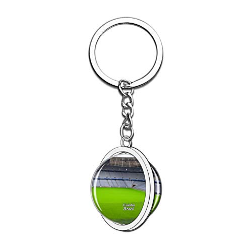 Hqiyaols Keychain Brasil Arena Pantanal Cuiabá Cristal Girar Acero Inoxidable Llavero Viajes Ciudad Recuerdo Llavero