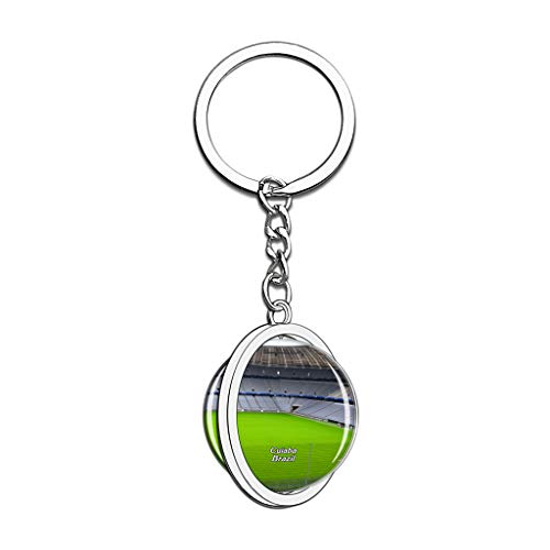 Hqiyaols Keychain Brasil Arena Pantanal Cuiabá Cristal Girar Acero Inoxidable Llavero Viajes Ciudad Recuerdo Llavero