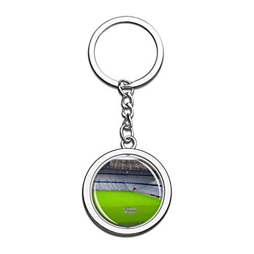 Hqiyaols Keychain Brasil Arena Pantanal Cuiabá Cristal Girar Acero Inoxidable Llavero Viajes Ciudad Recuerdo Llavero