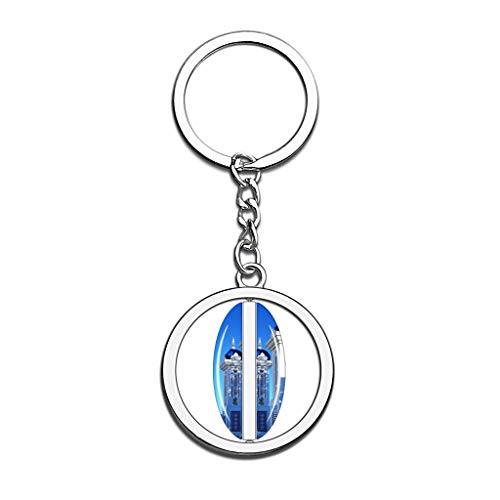 Hqiyaols Keychain España Casco Antiguo Benidorm Cristal Girar Acero Inoxidable Llavero Viajes Ciudad Recuerdo Llavero