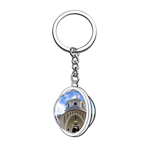 Hqiyaols Keychain España Masia Freixa Terrassa Cristal Girar Acero Inoxidable Llavero Viajes Ciudad Recuerdo Llavero