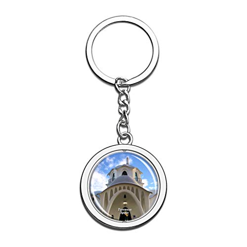 Hqiyaols Keychain España Masia Freixa Terrassa Cristal Girar Acero Inoxidable Llavero Viajes Ciudad Recuerdo Llavero