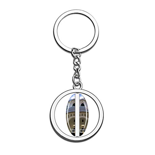 Hqiyaols Keychain España Masia Freixa Terrassa Cristal Girar Acero Inoxidable Llavero Viajes Ciudad Recuerdo Llavero