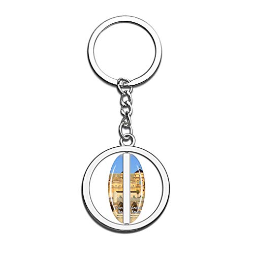 Hqiyaols Keychain España Mezquita de Córdoba y Catedral Puente Romano Cristal Girar Acero Inoxidable Llavero Viajes Ciudad Recuerdo Llavero