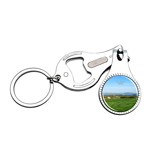 Hqiyaols Keychain España Monte de San Pedro La Coruña Cortaúñas Abridor de Botellas Lima de uñas Llavero Cristal Acero Inoxidable Multifuncional Recuerdo Regalo