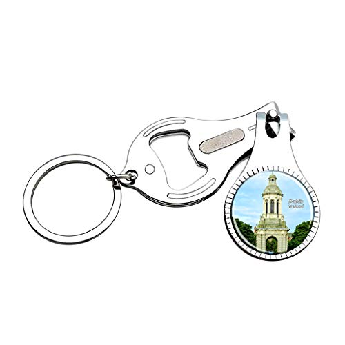 Hqiyaols Keychain Irlanda Trinity College Dublín Cortaúñas Abridor de Botellas Lima de uñas Llavero Cristal Acero Inoxidable Multifuncional Recuerdo Regalo