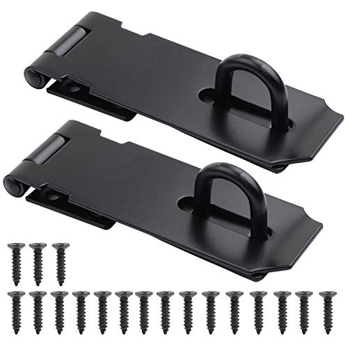 HSEAMALL - Candado de acero inoxidable de 4 pulgadas (2 unidades, cierre resistente y grapas con tornillos, cierre de puerta, cierre de puerta, cobertizo de puerta, cerrojo