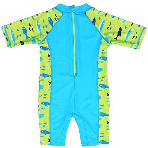 Huaaniue - Traje de baño de una pieza para niños entre 3 y 10 años, con protección solar de factor 50, Infantil, S237_LightBlue_116/122, Azul claro, 6-7Y(Tag No.116/122)
