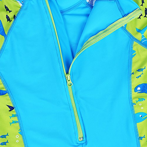 Huaaniue - Traje de baño de una pieza para niños entre 3 y 10 años, con protección solar de factor 50, Infantil, S237_LightBlue_116/122, Azul claro, 6-7Y(Tag No.116/122)