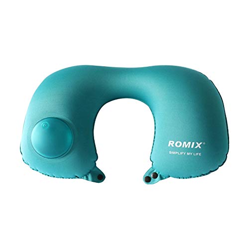 HUANGMENG Almohada for el Cuello Presión portátil Inflable en Forma de U TPU Almohada de Viaje, Tamaño: 46.5 * 30 cm (Color : Blue)
