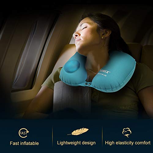 HUANGMENG Almohada for el Cuello Presión portátil Inflable en Forma de U TPU Almohada de Viaje, Tamaño: 46.5 * 30 cm (Color : Blue)