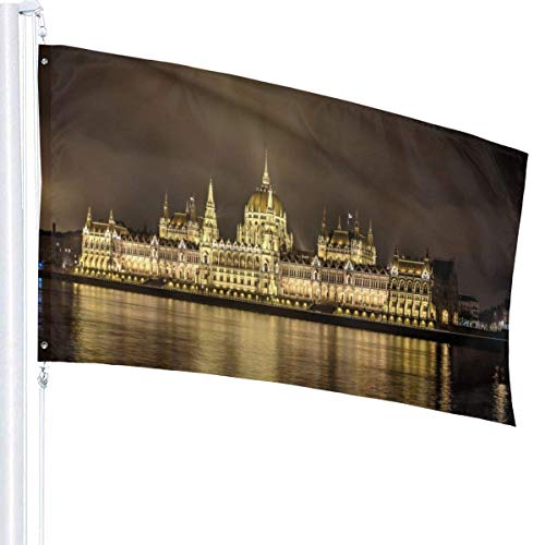 huatongxin Bandera del jardín Patry Bandera Outdoor Bandera Bandera del jardín Funny Table Tennis Outdoor Yard Bandera Wall Lawn Banner Home Bandera Decoration 3' X 5'Hungary Houses Rivers Parla