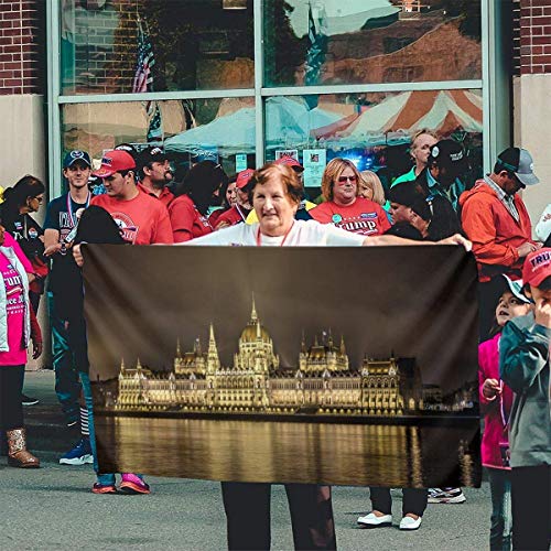 huatongxin Bandera del jardín Patry Bandera Outdoor Bandera Bandera del jardín Funny Table Tennis Outdoor Yard Bandera Wall Lawn Banner Home Bandera Decoration 3' X 5'Hungary Houses Rivers Parla