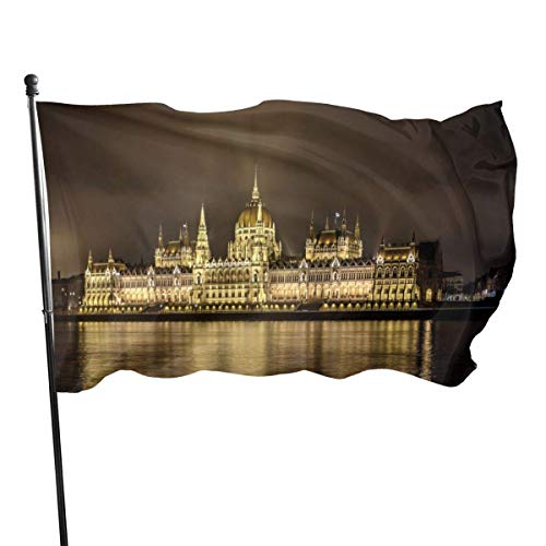 huatongxin Bandera del jardín Patry Bandera Outdoor Bandera Bandera del jardín Funny Table Tennis Outdoor Yard Bandera Wall Lawn Banner Home Bandera Decoration 3' X 5'Hungary Houses Rivers Parla