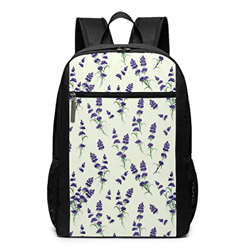 huatongxin Lavender Flowering Fragrant Pale Plant Mochila para portátil de Viaje Mochila Escolar de 17 Pulgadas