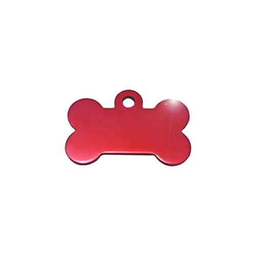 Hueso para Mascotas pequeñas-Medianas Placa Chapa Medalla de identificación Personalizada para Collar Perro Gato Mascota grabada (Rojo)