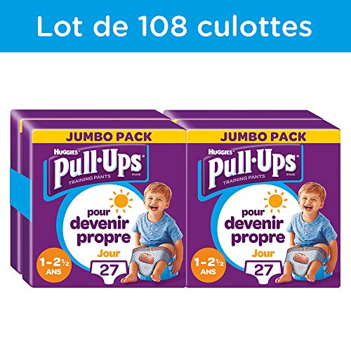 Huggies Pañales Pull-Ups por día, para niños, 1 - 2.5 años, paquete de 4 x 27 pañales