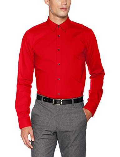 HUGO Elisha01 Camisa, Rojo (Medium Red 615), Small (Talla del Fabricante: 38) para Hombre