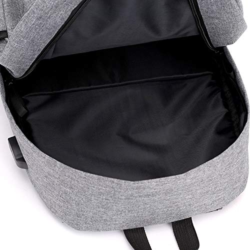 Huhuya Mochila Casual Moda Interfaz de Carga USB Multifunción Bolsa de Viaje Gris para Estudiantes