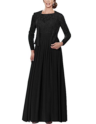 HUINI Larga de Gasa Madre de la Novia Vestidos Formales de Los Vestidos de Fiesta con la Chaqueta del Cord¨®n Size 36