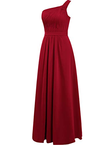 HUINI Largo Gasa Boda Vestidos de Dama de Honor Un Hombro Paseo Fiesta Vestidos Tama?o 36