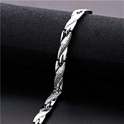 Hukat Dragon Pattern Twisted Healthy Magnet magnético Pulsera para Mujeres Power Therapy Imanes Pulseras Brazaletes para Mujeres Hombres, Plata