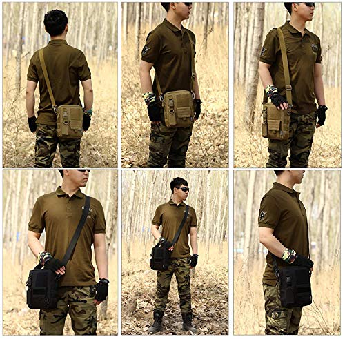 Huntvp Táctical Mochila de Bandolera Bolsa de Hombro del Mensajero Bolsa de la Llave Impermeable para Correr Senderismo Ciclismo Camping Caza, Color Marrón