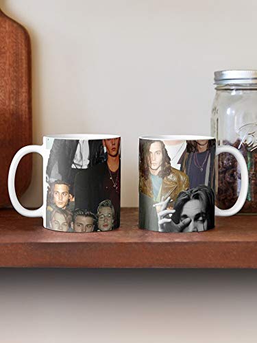 HUONGLILY Mad Tim Jack Depp Captain Scissorhands Burton Edward Sparrow Johnny Hatter La Mejor Taza de café de cerámica de mármol Blanco de 11 oz