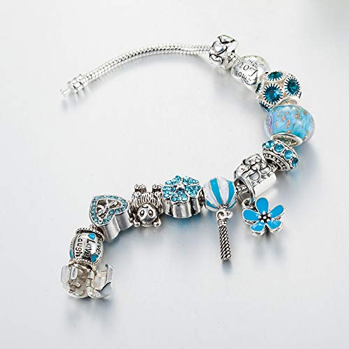 HUSHOUZHUO Plata Pulseras del Encanto para Las Mujeres Rango Globo De Aire Caliente Bricolaje Perlas Cupones Pulseras De Regalo