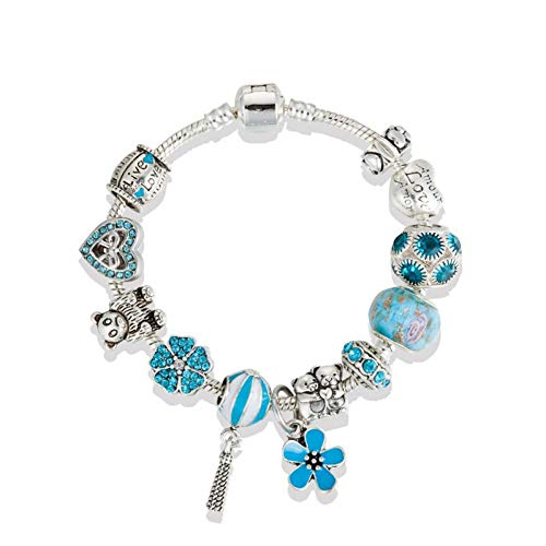 HUSHOUZHUO Plata Pulseras del Encanto para Las Mujeres Rango Globo De Aire Caliente Bricolaje Perlas Cupones Pulseras De Regalo