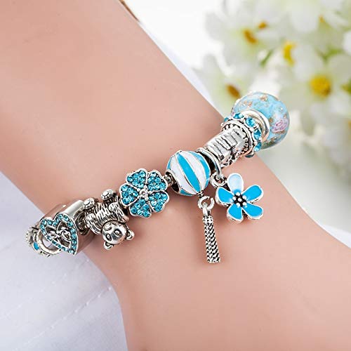 HUSHOUZHUO Plata Pulseras del Encanto para Las Mujeres Rango Globo De Aire Caliente Bricolaje Perlas Cupones Pulseras De Regalo