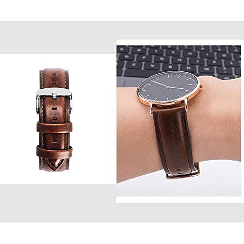 HVDHYY Correa Cuero Piel Becerro Reemplazo De La Correa Y Herramienta De Reparación Varilla Resorte Regalo para Hombres Mujeres 20MM Marrón Oscuro