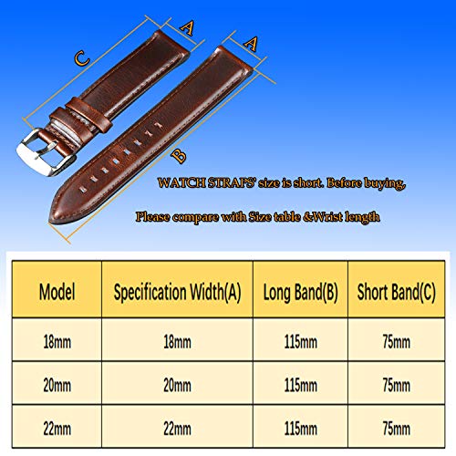 HVDHYY Correa Cuero Piel Becerro Reemplazo De La Correa Y Herramienta De Reparación Varilla Resorte Regalo para Hombres Mujeres 20MM Marrón Oscuro